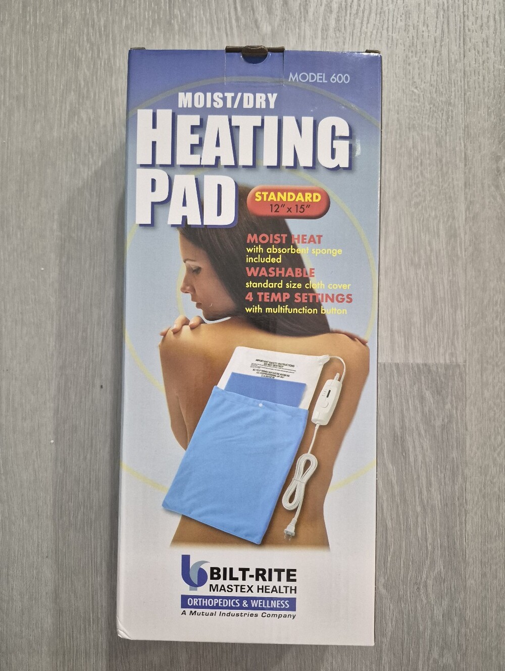 NEW Bilt Rite Standard 12x15 Heating Pad Moist/Dry Washable 4 Settings